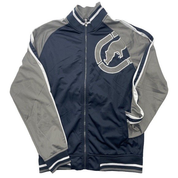 Other - ECKO UNLTD Track Jacket Navy Blue With Gray Big Rhino Full Zip Mens Size Medium